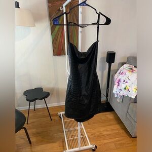 Faux leather mini dress
